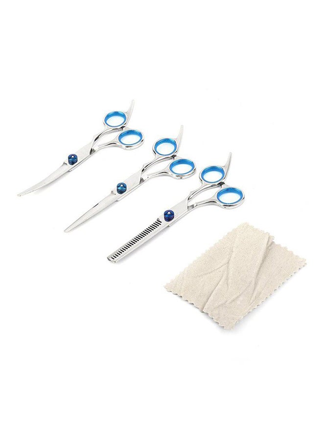 Loquat Pet Grooming Scissors Set Haircut Tools With Shears Comb Silver/Blue - Image 2