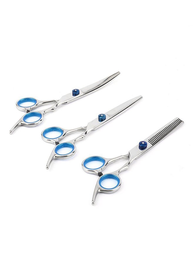 Loquat Pet Grooming Scissors Set Haircut Tools With Shears Comb Silver/Blue - Image 3