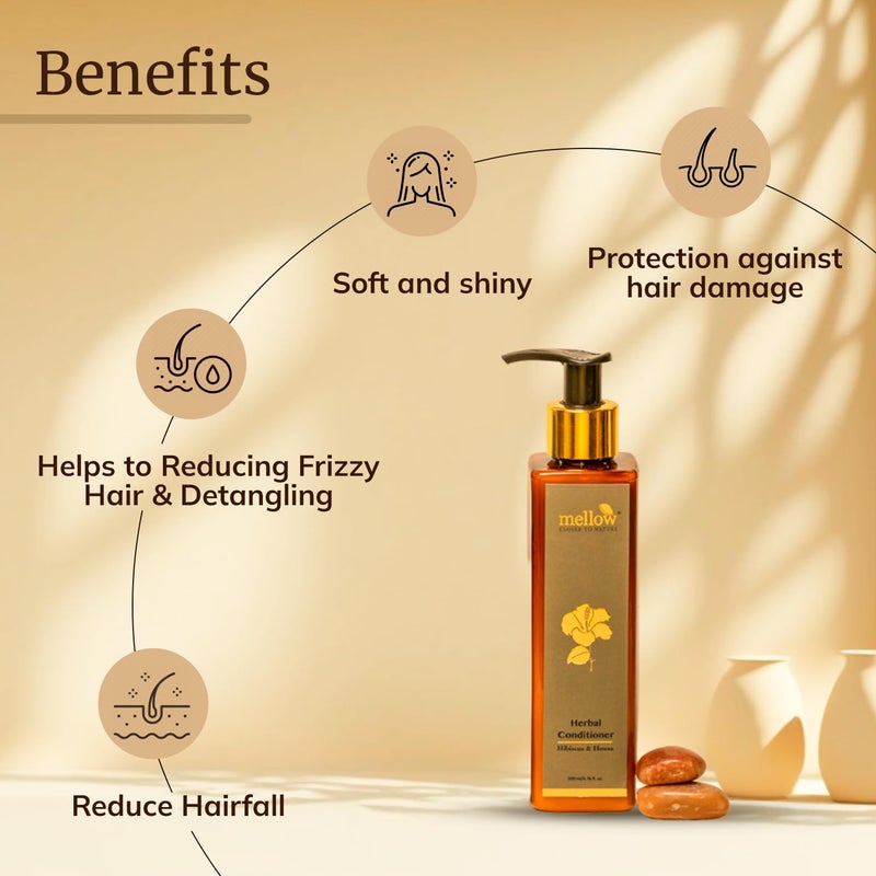 Mellow Herbals Hibiscus Conditioner 200 ml for smooth shiny hair Helps In Improving Hair strength Deep Conditioning helps in reducing hair fall for all hair type - Image 4
