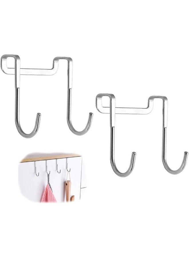 Rubik Over Door Hooks S Shaped, 2 Pack Stainless Steel Heavy Duty Coats Towel Hats Clothes Hanging Hooks for Kitchen Bathroom Bedroom and Office  - Image 1