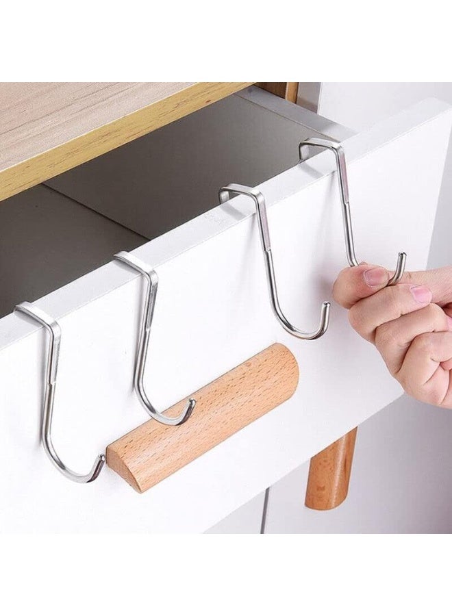 Rubik Over Door Hooks S Shaped, 2 Pack Stainless Steel Heavy Duty Coats Towel Hats Clothes Hanging Hooks for Kitchen Bathroom Bedroom and Office  - Image 2