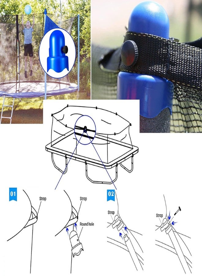 Yoblink 1.5" Trampoline Pole Caps,Trampoline Net Pole Caps,Trampoline Enclosure Pole Caps with Screw-in Bolts,Diameter 1.5 Inch, Set of 6 - Image 4