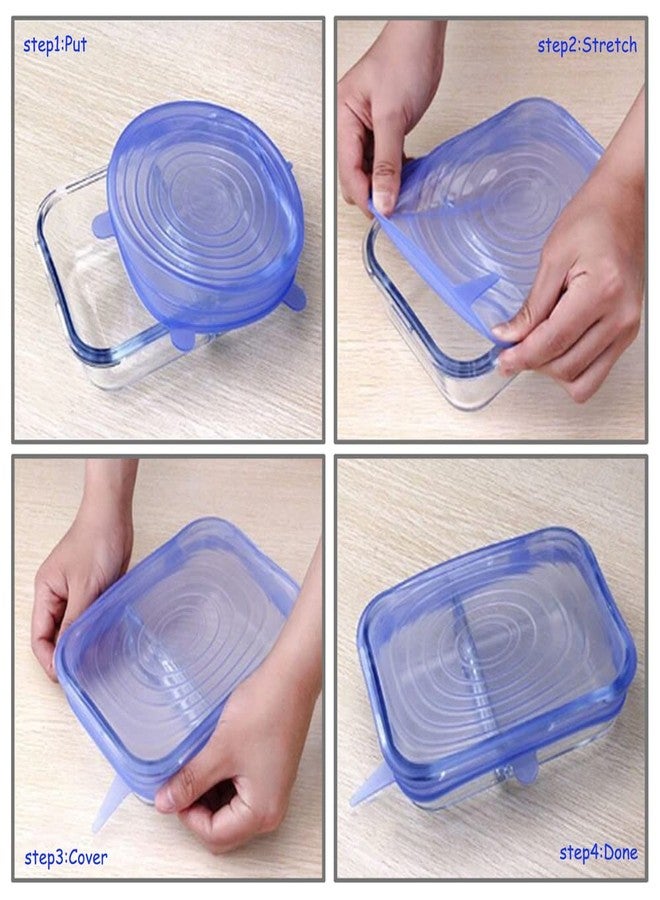 JYYHSF 12 pcs Silicone Stretch lids set, 6 Sizes, Reusable Food Storage Covers ，Silicone Bowl Covers，Flexible to Fit All Shape of Containers，Food Cover to Keep Food Fresh (blue) - Image 3