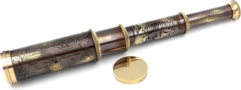 12" Handheld Brass Telescope with engrave Imprints. Pirate Collection - Image 4
