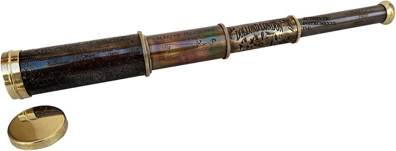 12" Handheld Brass Telescope with engrave Imprints. Pirate Collection - Image 2
