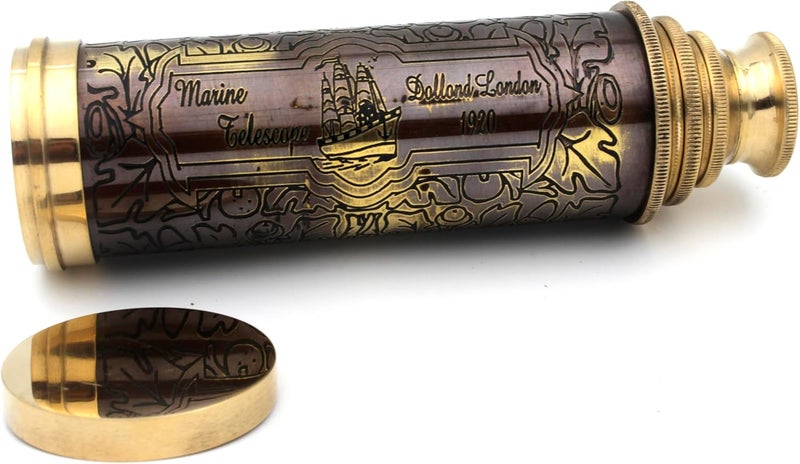 12" Handheld Brass Telescope with engrave Imprints. Pirate Collection - Image 3