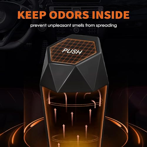 HOTOR Car Trash Can with Lid - 2 Pack, Car Accessories for Interior, Leakproof Vehicle Garbage Can with 30 Attached Trash Bags, Multipurpose Organizers and Storage for Home, Office, Black - Image 4