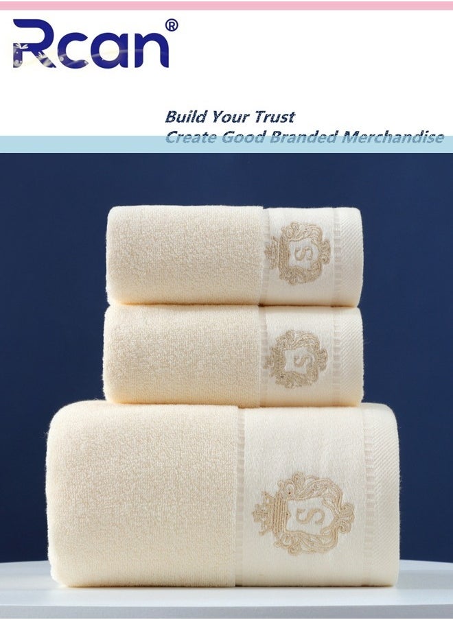 Rcan 3PCS Cotton Bath Towel Set Fast Absorbent Skin-friendly and Soft Bath Towel*1PCS and 2PCS Towels  - Image 1