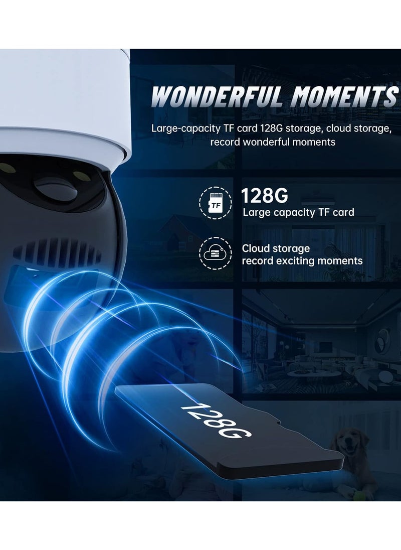 Outdoor Solar Wireless Security Camera, Weatherproof HD WiFi Security Camera APP Remote View Panoramic View for Outdoor