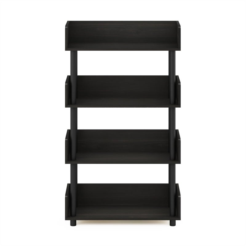 Furinno TURN-N-TUBE 4-Tier Display Shelf, Storage Shelves, Book Shelf, Open Shelves with Rounded Corner Top Edges, for Organization and Storage, Living Room, Home Office, Espresso - Image 4