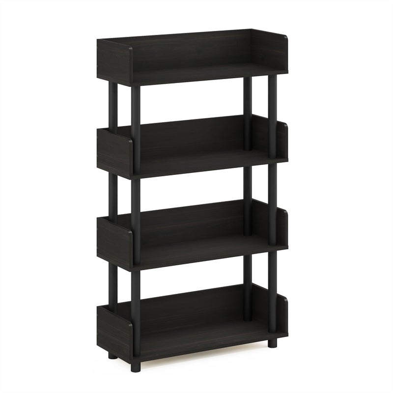 Furinno TURN-N-TUBE 4-Tier Display Shelf, Storage Shelves, Book Shelf, Open Shelves with Rounded Corner Top Edges, for Organization and Storage, Living Room, Home Office, Espresso - Image 3