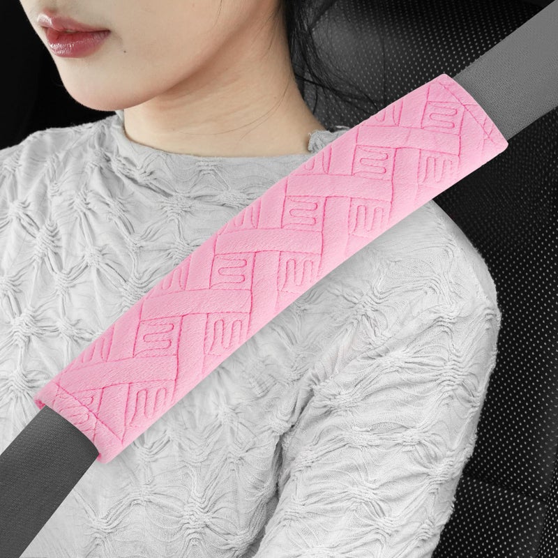 JUSTTOP 2Pack Universal Car Shoulder Strap Pads Cover for A More Comfortable Driving Shoulder Strap Covers Harness Pad for Car Interior AccessoriesCherry Blossom Pink