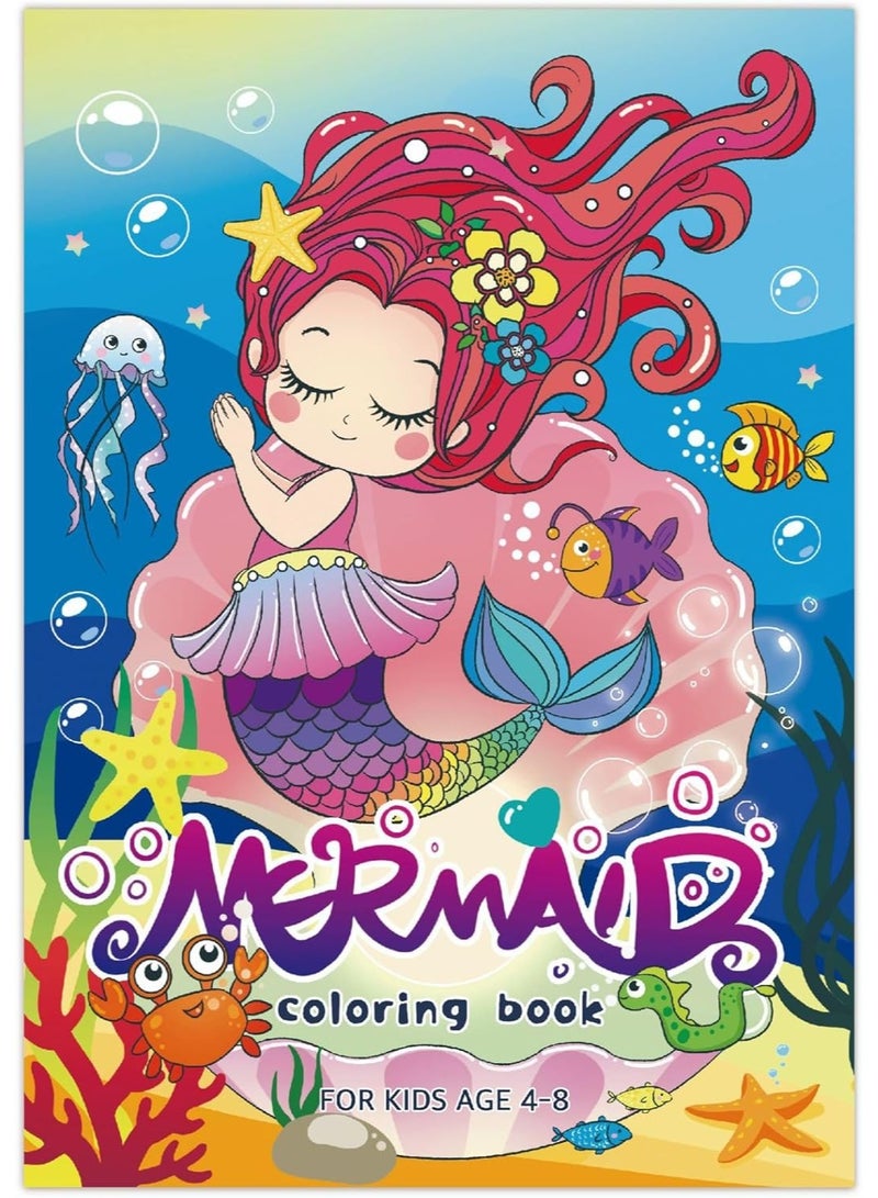Capstro Mermaid Coloring Book for Kids – 60 Pages Ocean Theme Coloring Activity Book with Creative Drawing, Fun Art Learning & Screen Free Coloring Fun, Gift for Girls & Boys Ages 4–8 – Mermaid - Image 1