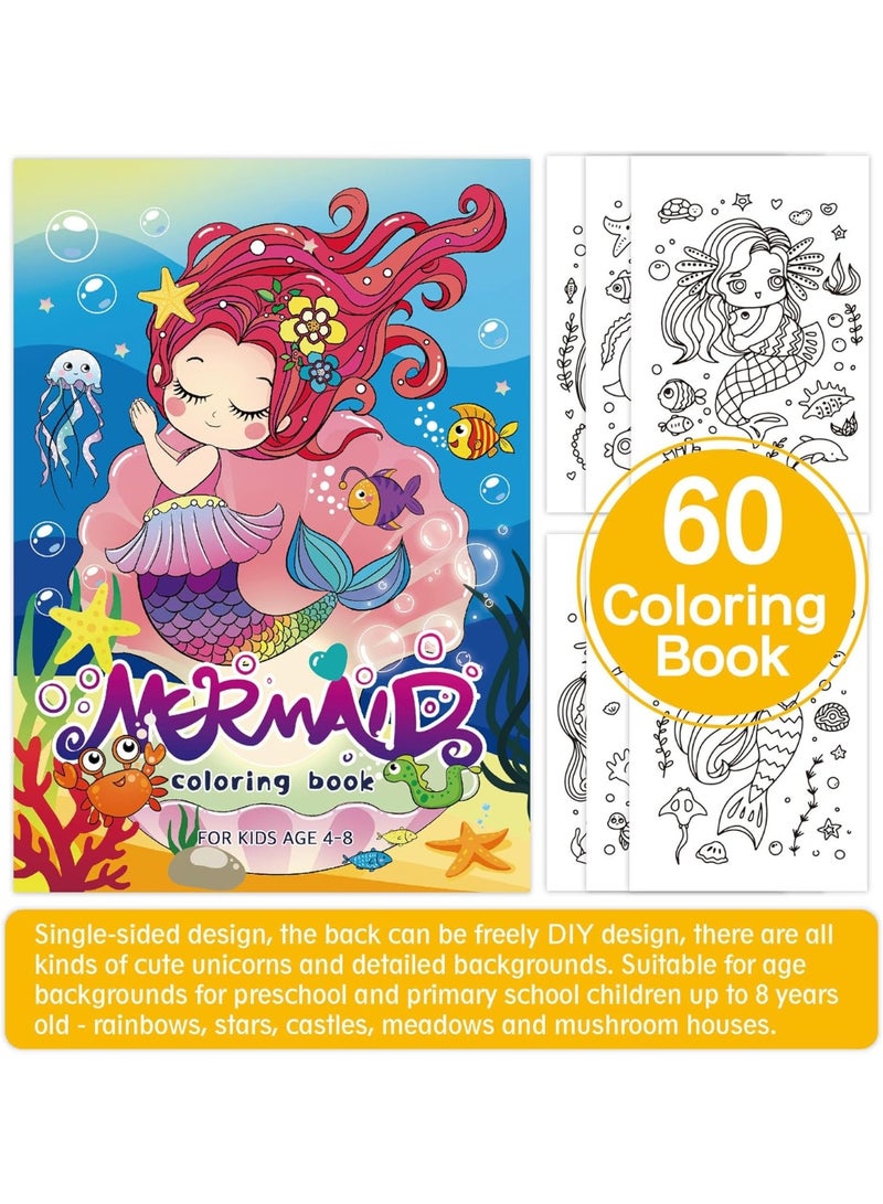 Capstro Mermaid Coloring Book for Kids – 60 Pages Ocean Theme Coloring Activity Book with Creative Drawing, Fun Art Learning & Screen Free Coloring Fun, Gift for Girls & Boys Ages 4–8 – Mermaid - Image 3