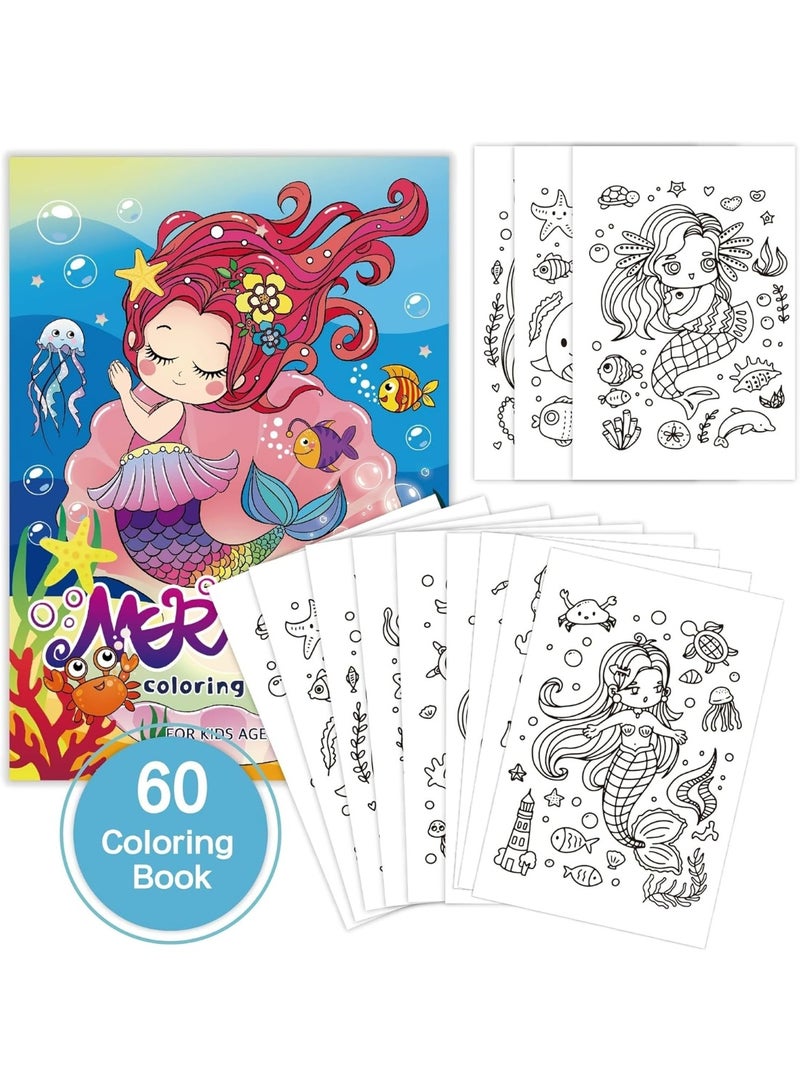 Capstro Mermaid Coloring Book for Kids – 60 Pages Ocean Theme Coloring Activity Book with Creative Drawing, Fun Art Learning & Screen Free Coloring Fun, Gift for Girls & Boys Ages 4–8 – Mermaid - Image 2