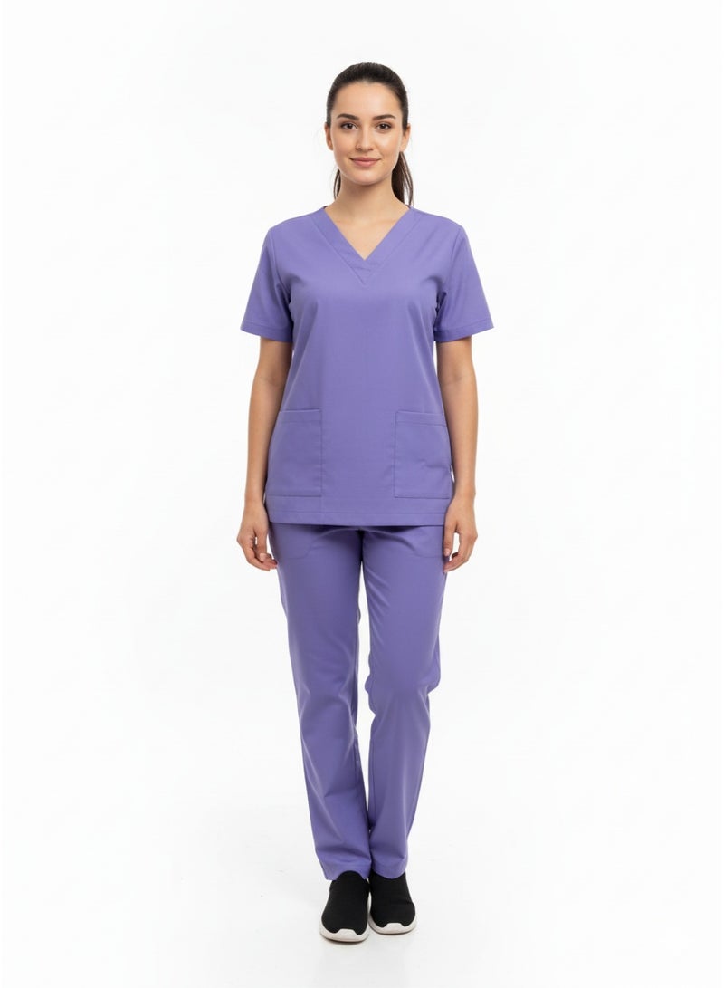 Rannah's Uniform Scrubs Medical Uniform Unisex Top and Pants Light Purple Nurse Suit Set - Image 2