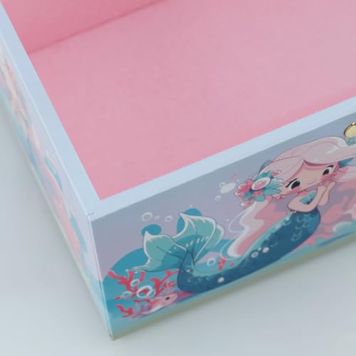 RR ROUND RICH DESIGN Kids Musical Jewelry Box for Girls Include Pretty Jewelry Set with Cute Mermaid Theme - Beautiful Dream Tune Blue - Image 5