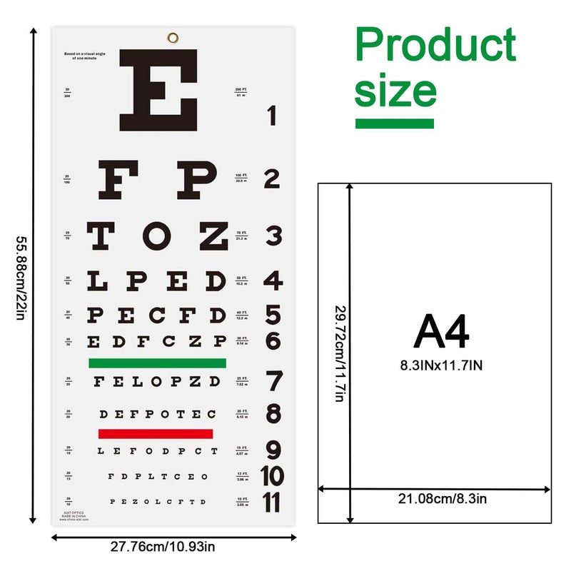 ADULLPONY Eye Chart, Eye Exam Chart, Plastic Low Vision Eye Charts Wall Chart with Eye Occluder and Pointer, Eye Charts for Eye Exams for Doctor's OfficeSchool, Home(22x11 Inches) - Image 2