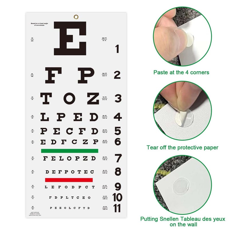 ADULLPONY Eye Chart, Eye Exam Chart, Plastic Low Vision Eye Charts Wall Chart with Eye Occluder and Pointer, Eye Charts for Eye Exams for Doctor's OfficeSchool, Home(22x11 Inches) - Image 4