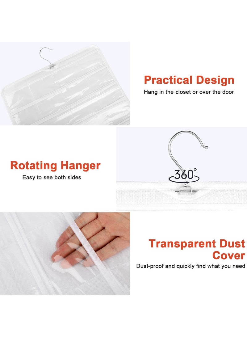 Excefore Hanging Jewelry Organizer, 2 Pcs Accessories Organizer, 160 Clear Pockets Double Sides Wardrobe Storage Holder Bag with Hook for Travel Storing Jewelries Earrings Necklaces Makeups Rings - Image 4