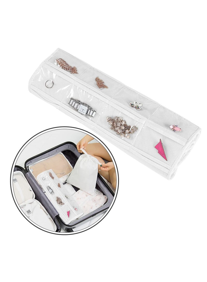 Excefore Hanging Jewelry Organizer, 2 Pcs Accessories Organizer, 160 Clear Pockets Double Sides Wardrobe Storage Holder Bag with Hook for Travel Storing Jewelries Earrings Necklaces Makeups Rings - Image 5