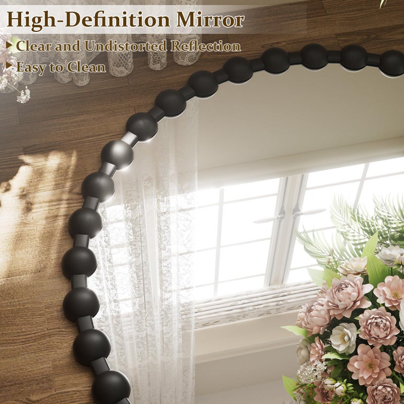 Easly Round Mirror for Wall, 32 Inch Black Beaded Frame Decorative Vanity Mirror, Circle Bathroom Mirror with High-Definition Lense, Modern Wall Decor for Bathroom, Living Room, Bedroom, Entryway - Image 5