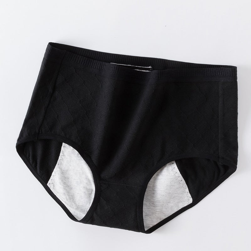 High-Waist Cotton Antimicrobial Leakproof Menstrual Panties Black  - Image 1