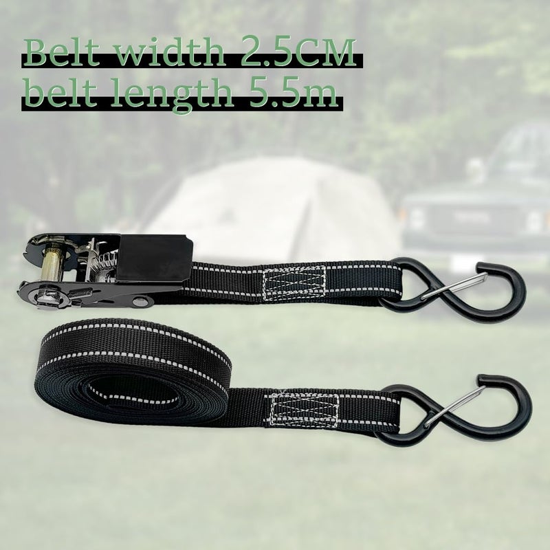 HASTHIP ® 4PCS Ratchet Straps Heavy Duty, 16.4ft/5M Tie Down Straps Ratchet with Hook, 1600LBS Break Strength, Cargo Ratchets Strap for Truck, Trailers, Motorcycle, Kayaks and Car Roof - Image 2