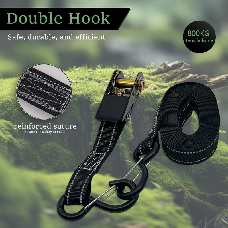 HASTHIP ® 4PCS Ratchet Straps Heavy Duty, 16.4ft/5M Tie Down Straps Ratchet with Hook, 1600LBS Break Strength, Cargo Ratchets Strap for Truck, Trailers, Motorcycle, Kayaks and Car Roof - Image 5