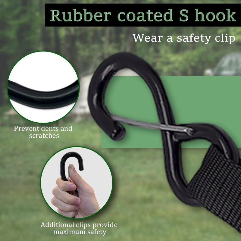 HASTHIP ® 4PCS Ratchet Straps Heavy Duty, 16.4ft/5M Tie Down Straps Ratchet with Hook, 1600LBS Break Strength, Cargo Ratchets Strap for Truck, Trailers, Motorcycle, Kayaks and Car Roof - Image 3