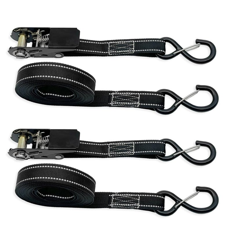HASTHIP ® 4PCS Ratchet Straps Heavy Duty, 16.4ft/5M Tie Down Straps Ratchet with Hook, 1600LBS Break Strength, Cargo Ratchets Strap for Truck, Trailers, Motorcycle, Kayaks and Car Roof - Image 1
