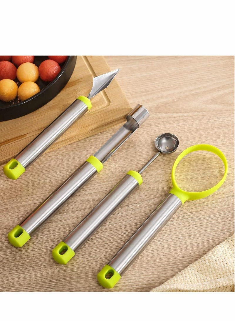 Excefore Fruit Tool Set, Melon Baller, Fruit Corer, Fruit Scoop, Fruit Carving Knife, 4 pcs Food Grade Stainless Steel Kitchen Helper Set - Image 3
