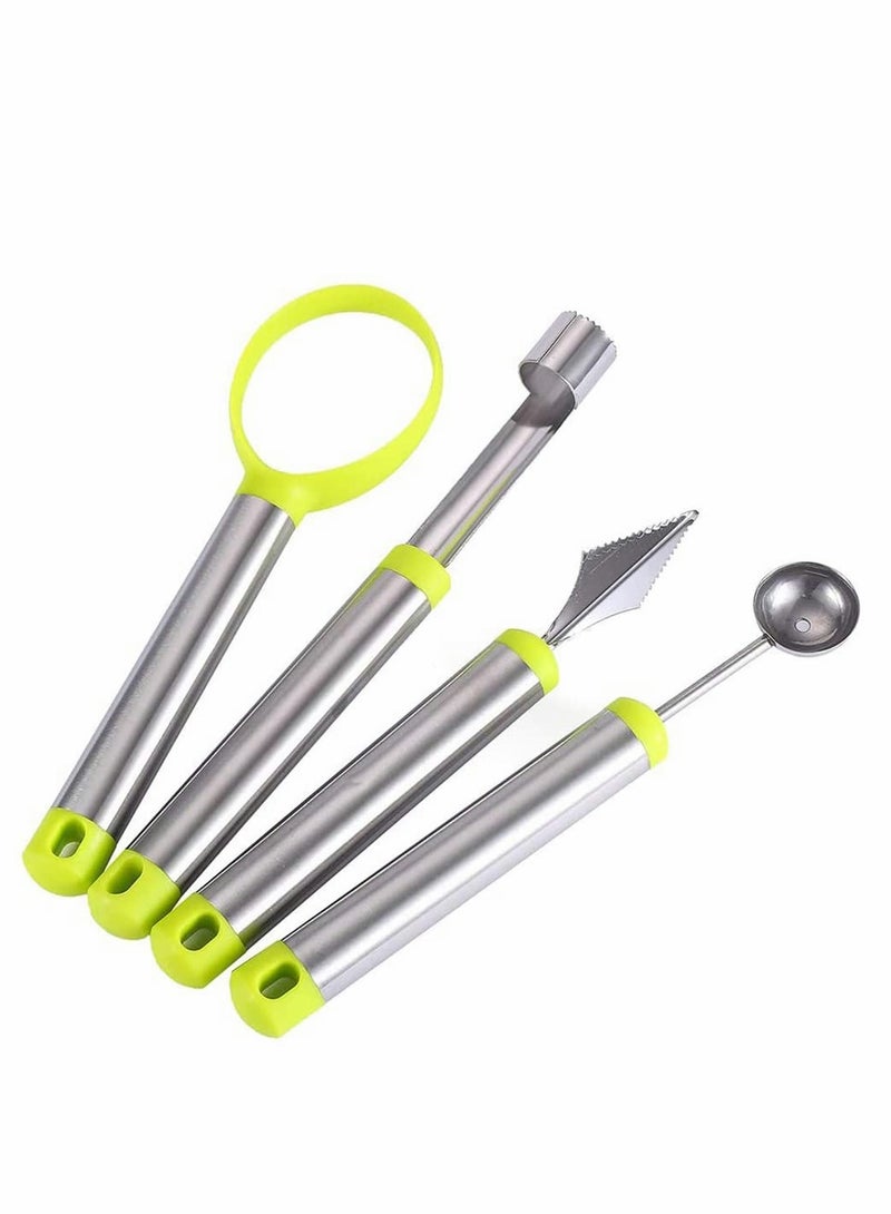 Excefore Fruit Tool Set, Melon Baller, Fruit Corer, Fruit Scoop, Fruit Carving Knife, 4 pcs Food Grade Stainless Steel Kitchen Helper Set - Image 1