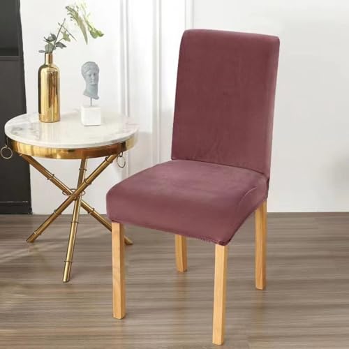 Styleys Velvet Dining Chair Covers Stretch Chair Covers for Dining Room Chair Protector Covers Slipcover Chair Covers (Pack of 6, Pink, VEMC15) - Image 2