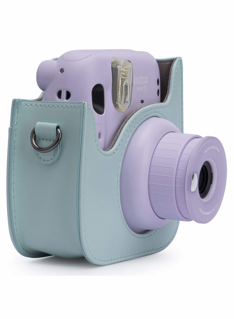 SOLARAE PU Leather Camera Case for Fujifilm Instax Mini 11, with Adjustable Strap and Pocket (Angry Duck) - Image 2
