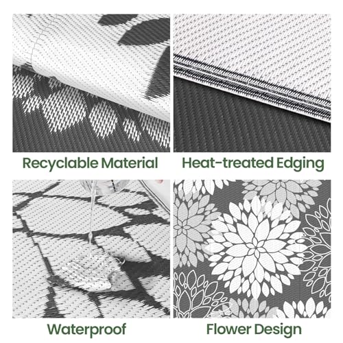 LuxStep Outdoor Rug Waterproof Outdoor Plastic Straw Rug Reversible Patio Rug Mat Outdoor Decor Large Area Mats for RV, Picnic, Backyard, Deck, Balcony, Porch, Beach, Camping, 5'x 8',Grey - Image 4