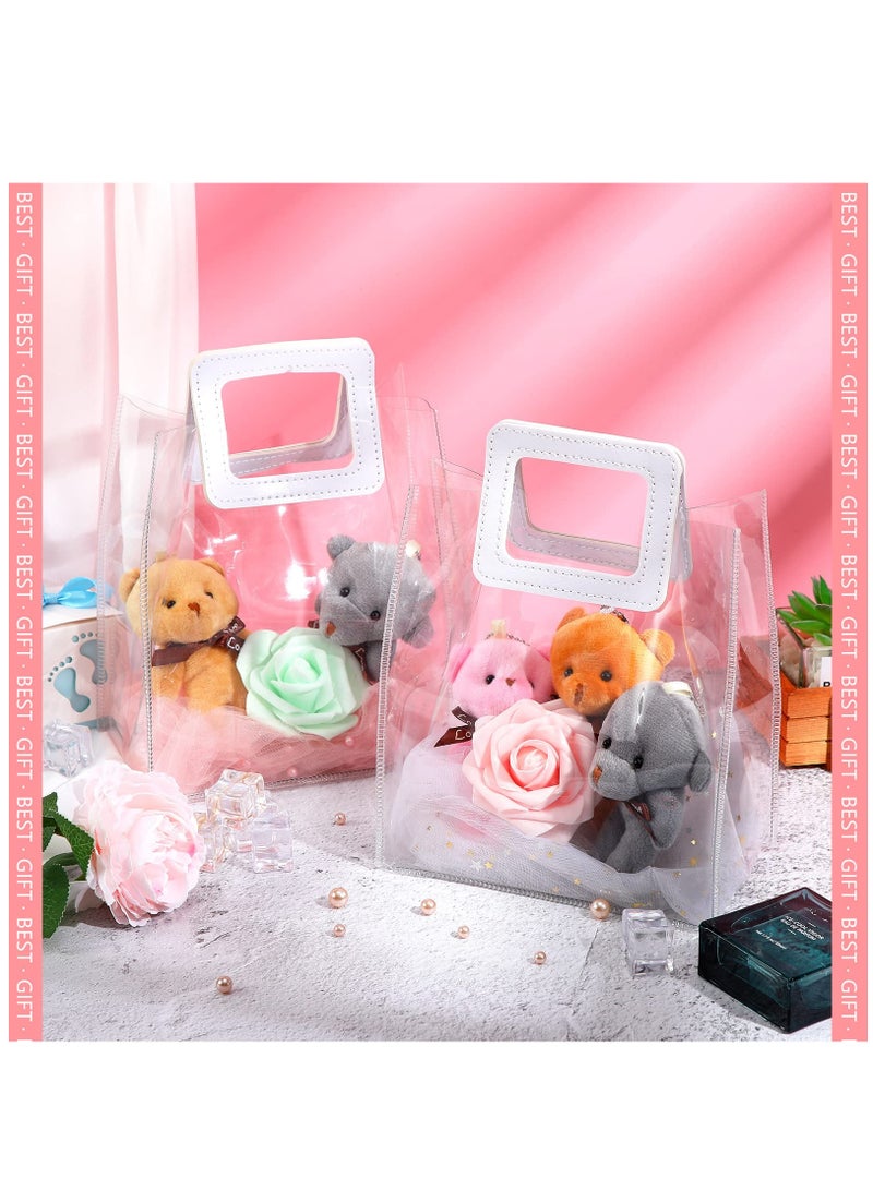 Wedding Clear Gift Bag with Handle Transparent PVC Gift Bag with Heavy Duty Handle Gift Wrap Bag for Bridal Party, Baby Shower, Wedding, Birthday, 7 x 4 x 8 Inch(10 Pieces) - Image 2