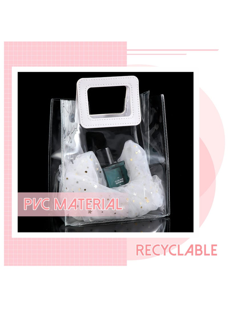 Wedding Clear Gift Bag with Handle Transparent PVC Gift Bag with Heavy Duty Handle Gift Wrap Bag for Bridal Party, Baby Shower, Wedding, Birthday, 7 x 4 x 8 Inch(10 Pieces) - Image 4