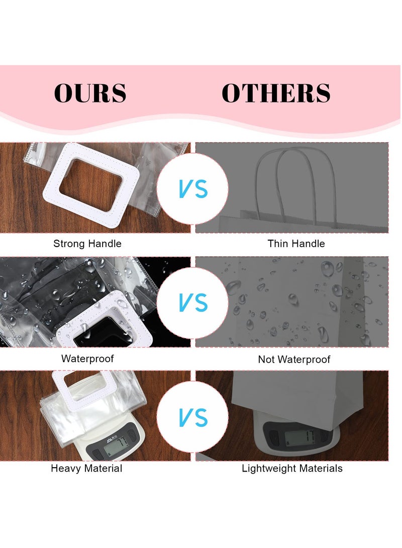 Wedding Clear Gift Bag with Handle Transparent PVC Gift Bag with Heavy Duty Handle Gift Wrap Bag for Bridal Party, Baby Shower, Wedding, Birthday, 7 x 4 x 8 Inch(10 Pieces) - Image 5