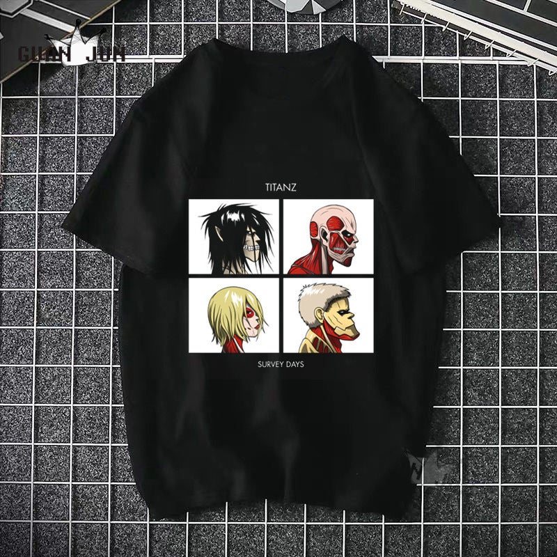 Attack Giant T-Shirt Two-Dimensional Japanese Anime Pure Cotton Pattern Short Sleeve New Top - Image 1