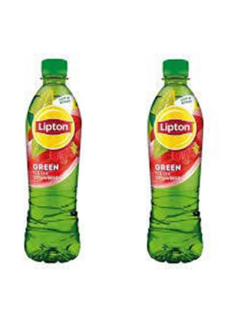 ليبتون - شاي أخضر مثلج بنكهة الفراولة - قليل السكر - ٥٠٠ مل × ٢