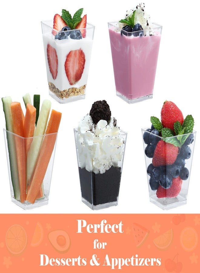 SHOPDAY 5 Oz-Plastic-Dessert-Cups: 30 Pack Square-Clear-Cup-with-Spoons, Small Parfait-Cup Mini Plastic Appetizer Shooter Cups for Party Yogurt Mousse - Image 5
