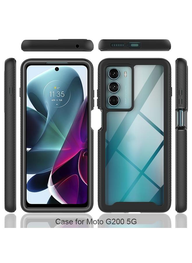 اس-توب جراب لهاتف Motorola Moto G200 5G، جراب هاتف PC شفاف من مادة TPU بلون سادة، بتصميم سماء مرصعة بالنجوم - Image 3