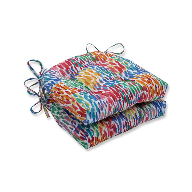 Pillow Perfect OutdoorIndoor Make It Rain Zinnia Large Chair Pads 175 x 165 Blue 2 Pack