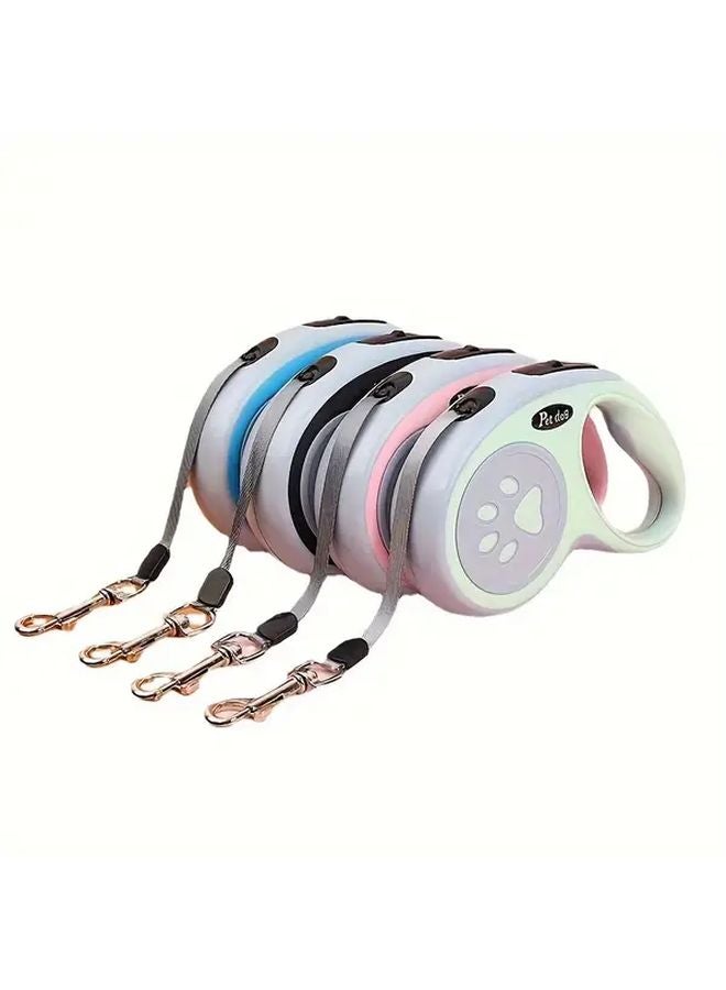 مقود كلب قابل للسحب للكلاب الصغيرة والمتوسطة باللون الوردي مقاس M مع تحكم بنقرة واحدة مصنوع من النايلون المتين - Image 5