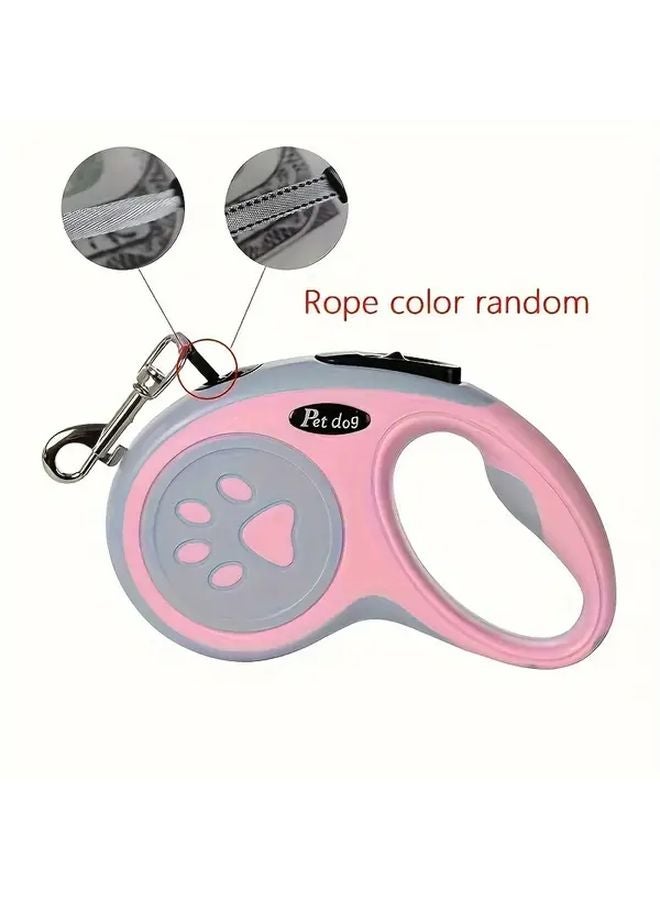مقود كلب قابل للسحب للكلاب الصغيرة والمتوسطة باللون الوردي مقاس M مع تحكم بنقرة واحدة مصنوع من النايلون المتين - Image 1