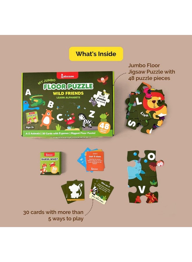 Shumee Shumee My Jumbo Floor Puzzle - Wild Friends- 30 Cards with 8 Games - 48 Pieces  - Image 4