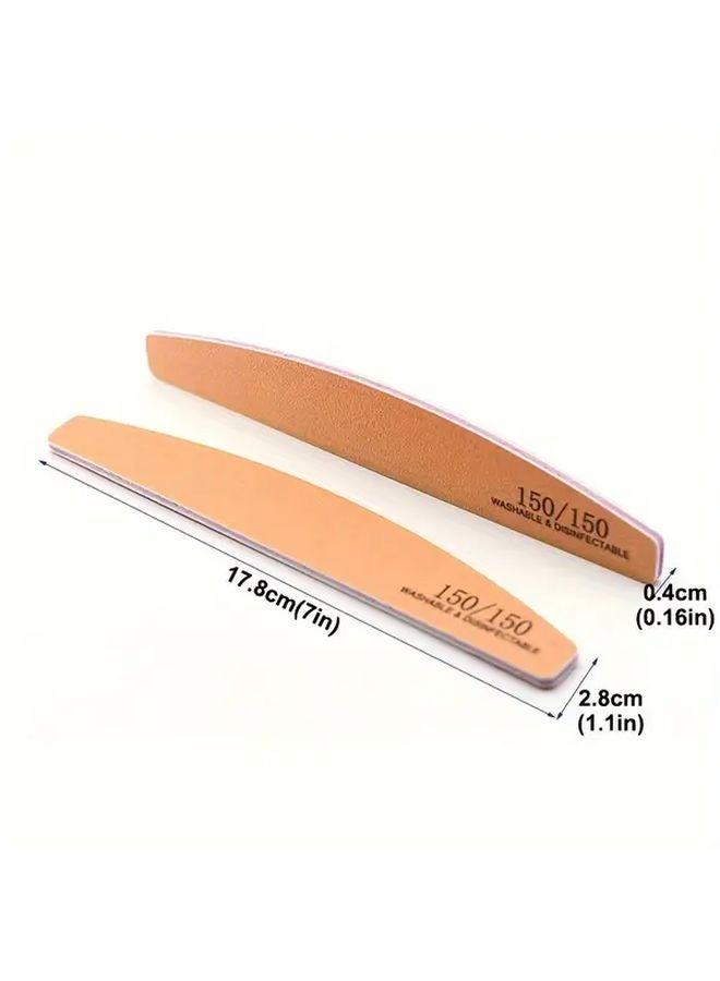 5 Pcs 150 Grit Macaron Sandpaper Nail Files Half Moon Shaped Washable Manicure Buffing Tools - Image 5