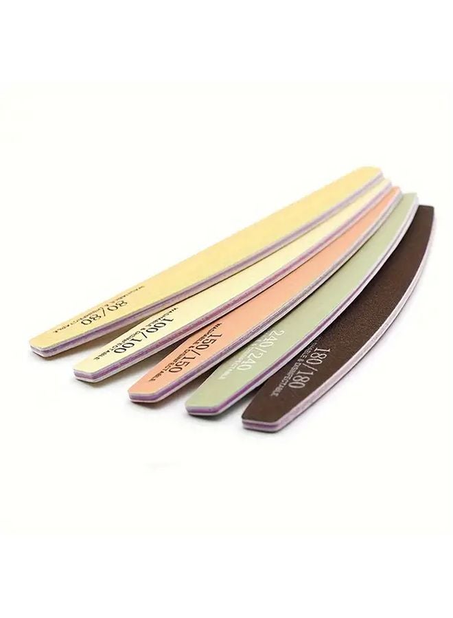5 Pcs 150 Grit Macaron Sandpaper Nail Files Half Moon Shaped Washable Manicure Buffing Tools - Image 4