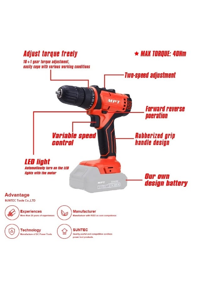 أم بي تي شنيور فك وربط 21 فولت بطارية اضافية MPT MCDT2126.B2 من ام بي تي 0.375 بوصة - Image 5
